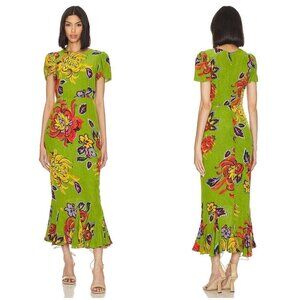 💕RHODE💕 Lulani Midi Dress ~ Green Lanai Floral Print 8 NWT